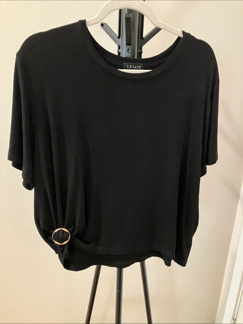 1. State Black Short Sleeve Tee ribbed